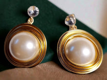 Load image into Gallery viewer, Handmade Abstract Wire and jumbo faux pearl Earrings pierced ears
