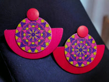 Load image into Gallery viewer, Handmade Extra large Abstract Pop Art Acrylic Statement Earrings (pierced ears)
