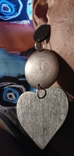 Load image into Gallery viewer, Giant handmade Clip On wooden Heart Dangle Earrings
