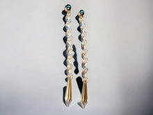 Load image into Gallery viewer, Handmade Antique Chandelier element Dangle Earrings 8 inch clip on
