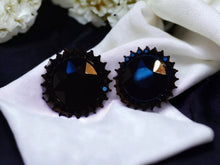 Load image into Gallery viewer, Large Chunky Black Crystal Stud Clip On Earrings
