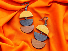 Load image into Gallery viewer, Handmade Minimalist 3 tone wooden Earrings
