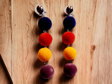 Load image into Gallery viewer, Handmade Velvet Ball Dangle Clip On Earrings
