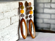 Load image into Gallery viewer, Handmade  Wood and velvet Boho Hoop  Earrings (pierced ears)
