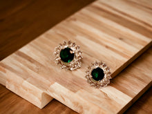 Load image into Gallery viewer, Rhinestone Stud Clip On Earrings green
