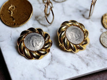 Load image into Gallery viewer, Vintage clip on roman coin stud Earrings 1980s
