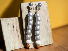 Load image into Gallery viewer, Handmade vintage wooden Ball bead  Dangle Clip On Earrings 4 in
