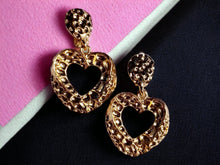Load image into Gallery viewer, Small Hammered Metal Heart Hoop Clip On Earrings gold Small
