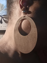 Load image into Gallery viewer, Large Wooden Hoop Clip on Earrings
