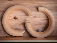 Load image into Gallery viewer, Extra Large Giant chunky Natural Wood  Hoop Earrings unhandpainted 3 inch
