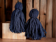 Load image into Gallery viewer, Extra Large Handmade Yarn Tassel Earrings black
