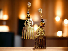 Load image into Gallery viewer, Handmade Adinkra Symbol Clip On Earrings gold
