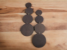 Load image into Gallery viewer, Extra Long 7 inch Handmade Wooden Disc Earrings black
