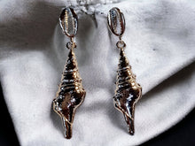 Load image into Gallery viewer, Handmade rustic silver boho Shell Dangle Earrings
