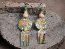 Load image into Gallery viewer, Handpainted Natural Wood Afro Pick Clip On Dangle Earrings
