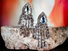 Load image into Gallery viewer, Bling Rhinestone Dangle Earrings, 4-inch Chandelier Design
