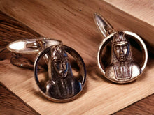 Load image into Gallery viewer, Vintage Egyptian Revival Pharoahs Head Cufflinks
