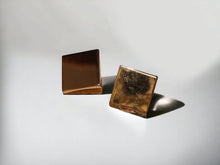 Load image into Gallery viewer, Vintage Gold Small Square Stud Clip On Earrings
