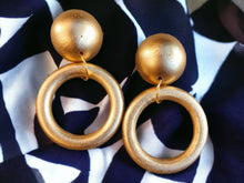 Load image into Gallery viewer, Handmade handpainted Wooden Hoop  Clip on Earrings 1 of a kind
