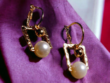 Load image into Gallery viewer, Small Minimalist faux pearl hoop earrings (pierced ears)
