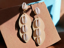 Load image into Gallery viewer, Handmade Cowrie Shell and Acrylic Clip On  Earrings
