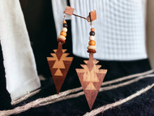 Load image into Gallery viewer, Handmade Natural Wood Clip On Dangle Earrings 4 inch
