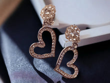 Load image into Gallery viewer, Clip On Blingy Heart  Dangle Earrings
