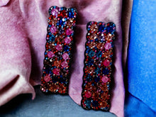 Load image into Gallery viewer, Handmade Rhinestone and Felt cluster Clip On Earrings
