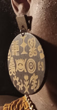 Load image into Gallery viewer, Adinkra Symbol Wooden Earrings pierced ears
