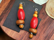 Load image into Gallery viewer, Chunky Natural wood dangle Earrings Handmade
