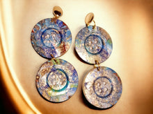 Load image into Gallery viewer, Giant Handpainted Vintage Button Earrings 6 inch pierced ears
