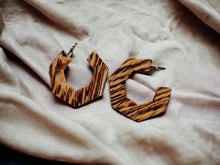 Load image into Gallery viewer, Handmade abstract Natural Wood Hoop Earrings brown rare

