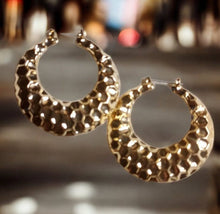 Load image into Gallery viewer, Rare  Fulani Tribal  Basket Style gold Metal Hoop Earrings
