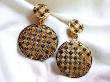 Load image into Gallery viewer, Handmade Rhinestone dangle Clip On Earrings gold
