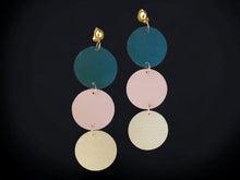Load image into Gallery viewer, Large Abstract Handpainted Wooden Clip On Earrings, 4 inch
