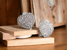 Load image into Gallery viewer, Crystal Heart Stud Clip On Earrings gold metal
