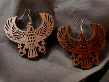 Load image into Gallery viewer, Egyptian God Horus Wooden Earrings
