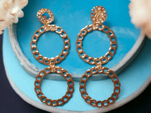Load image into Gallery viewer, Handmade Gold Chain Hoop Clip On Earrings 4 inch
