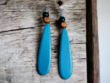 Load image into Gallery viewer, Large 7 inch boho design Wooden Earrings (pierced ears)

