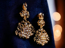 Load image into Gallery viewer, Chunky Metal and Crystal Chandelier Clip On Earrings Gold
