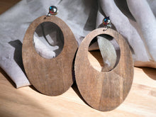 Load image into Gallery viewer, Large Wooden Hoop Clip on Earrings
