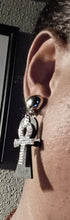 Load image into Gallery viewer, Small Handmade Ankh Charm Dangle Wooden Clip On Earrings
