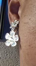 Load image into Gallery viewer, Small Rhinestone Daisy Clip On Earrings 1.5 inch
