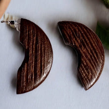 Load image into Gallery viewer, Natural Wood small Sized half Hoop Earrings  2 inch
