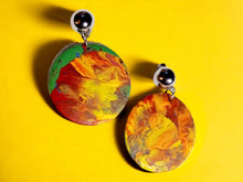 Load image into Gallery viewer, Abstract Handpainted Wooden Clip On Earrings
