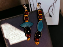 Load image into Gallery viewer, Handmade Natural Wood Clip On Dangle Earrings 3 inch
