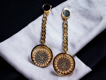 Load image into Gallery viewer, Handmade gold Metal and chain Clip On Earrings gold
