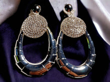 Load image into Gallery viewer, Handmade Rhinestone Hoop Clip On Earrings silver

