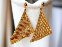 Load image into Gallery viewer, Large handmade Gold rhinestone  Metal Mesh Clip On Earrings
