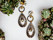 Load image into Gallery viewer, Vintage Boho Clip On Dangle Earrings gold
